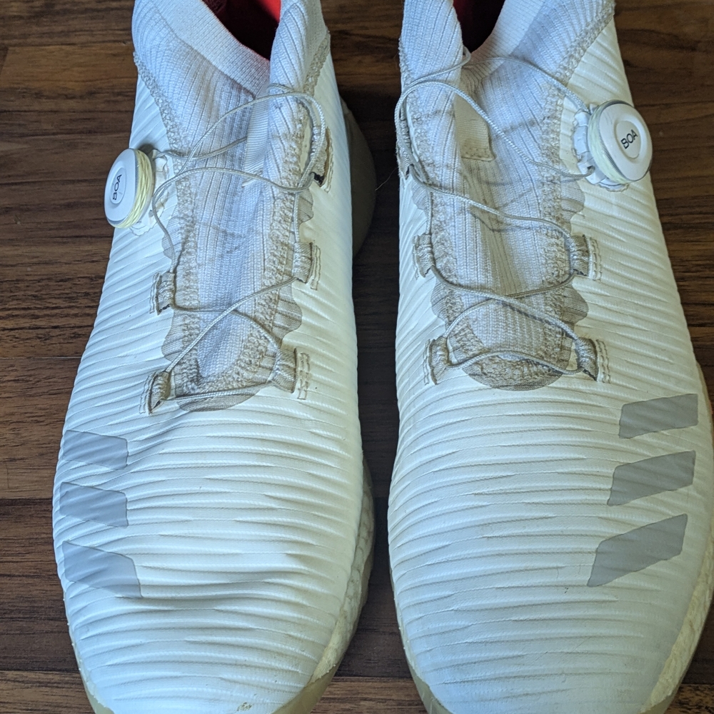 adidas White Athletic Shoes with Gray Accents
